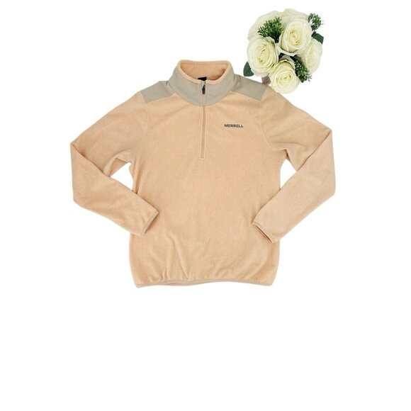 Merrell Womens Terrain Fleece 1/4 Zip Fleece Pullover Size Small Top Peach Gray - Picture 9 of 16